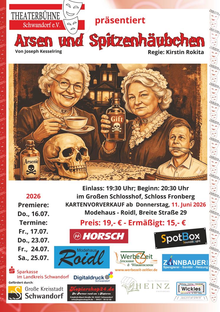 Plakat zum Sommerstück: Arsen und Spitzenhäubchen